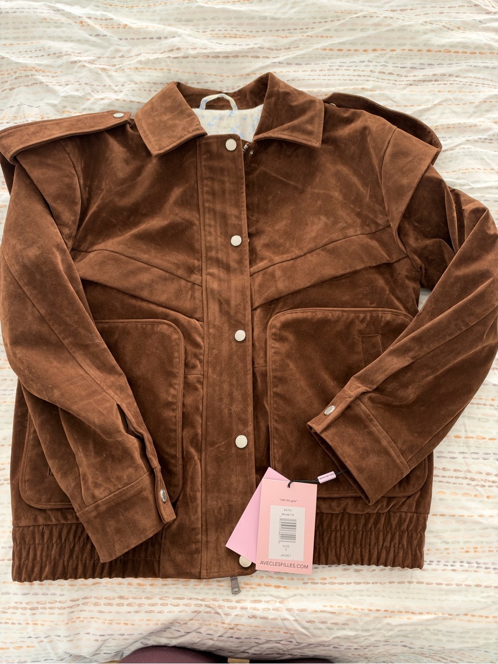 Avec Les Filles Faux Suede Oversized Bomber Jacket
